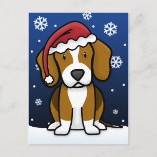 Kawaii Beagle Weihnachtspostkarte Feiertagspostkarte