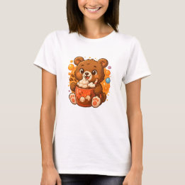 Kawaii Bear Cub Hot Cocoa - Niedliche, gemütliche T-Shirt