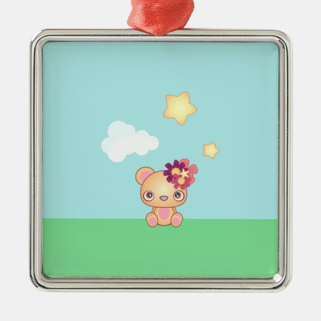 Kawaii Bear Ornament Aus Metall (Vorne)