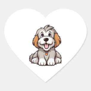 Kawaii Bearded Collie Puppy Herz-Aufkleber