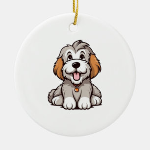 Kawaii Bearded Collie Puppy Keramik Ornament
