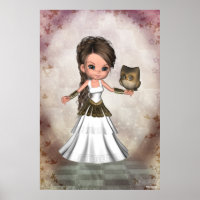 Kawaii Beautiful Athena Griechische Göttin Print