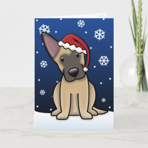 Kawaii Belgium Malinois Weihnachtskarte Feiertagskarte