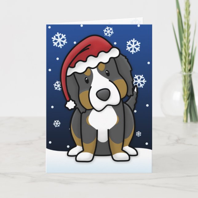 Kawaii Bernese Mountain Dog Weihnachtskarte Feiertagskarte (Vorderseite)