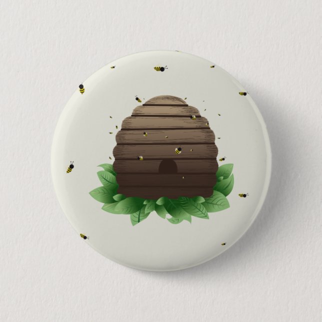 kawaii Bienenstock und beeswarm Button (Vorderseite)
