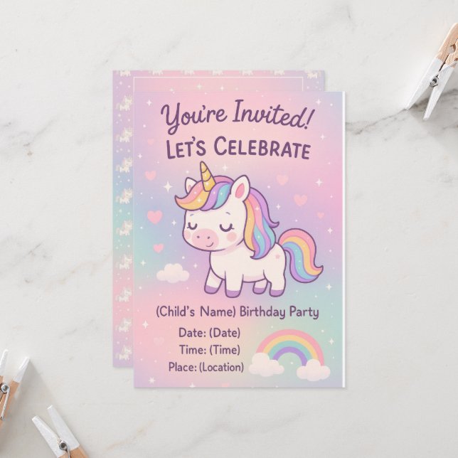 Kawaii Birthday Collection Einladung (Vorderseite/Rückseite Beispiel)