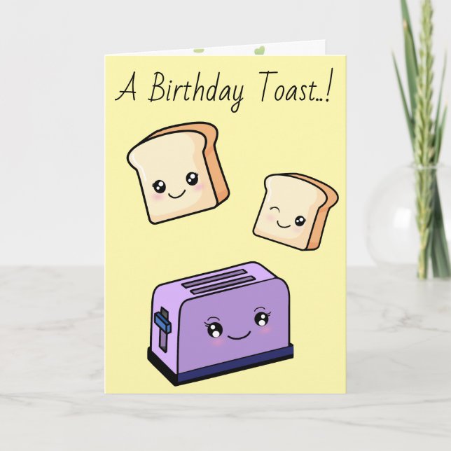 Kawaii Birthday Toast Niedliche Liebe Herz Ernähru Karte (Vorderseite)