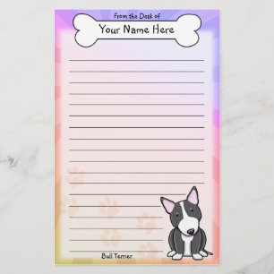 Kawaii Black and White Bull Terrier Stationierung Briefpapier