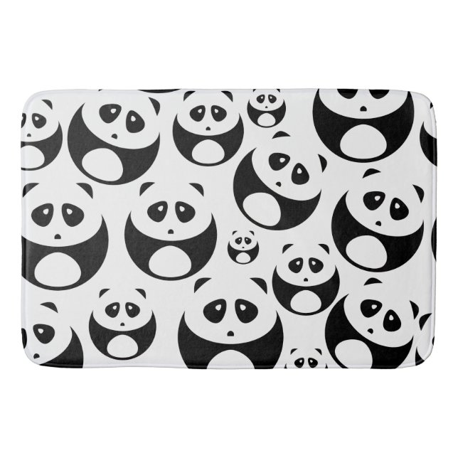 Kawaii Black and White Panda Muster Badematte (Vorderseite)