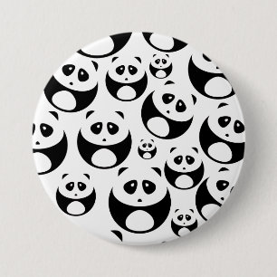 Kawaii Black and White Panda Muster Button
