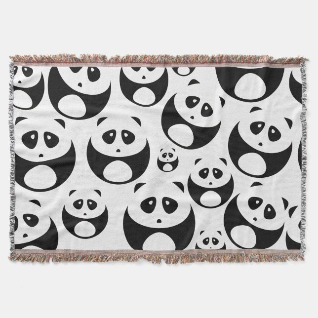 Kawaii Black and White Panda Muster Decke (Vorderseite)