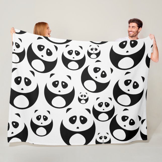 Kawaii Black and White Panda Muster Fleecedecke (Beispiel)