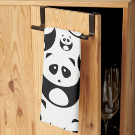 Kawaii Black and White Panda Muster Geschirrtuch