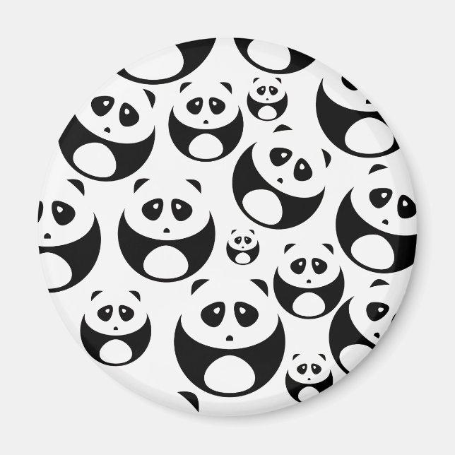Kawaii Black and White Panda Muster Magnet (Vorne)