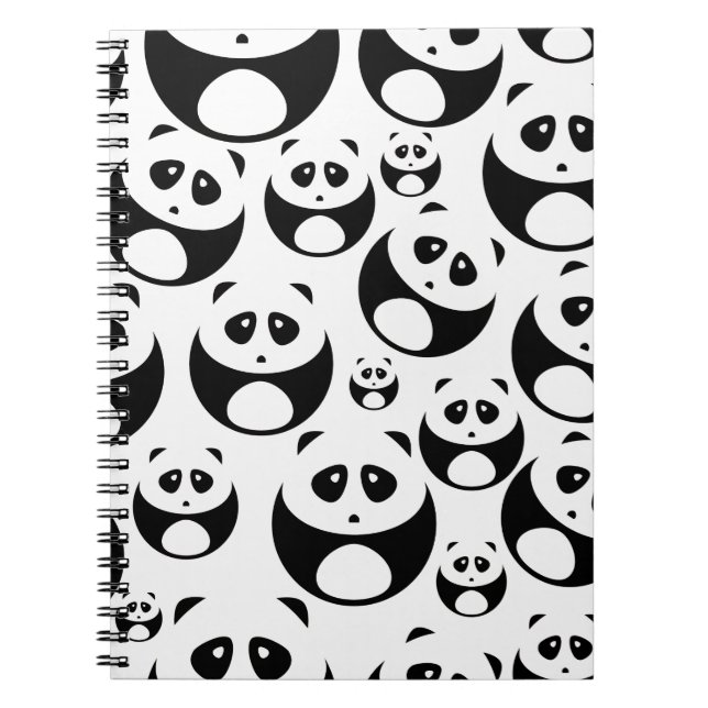Kawaii Black and White Panda Muster Notizblock (Vorderseite)