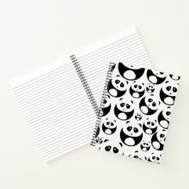 Kawaii Black and White Panda Muster Notizbuch