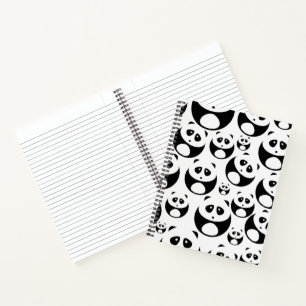 Kawaii Black and White Panda Muster Notizbuch