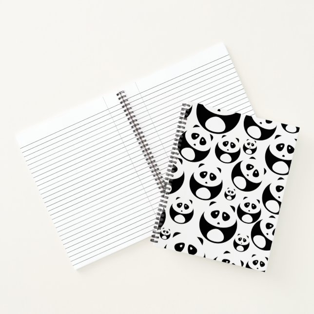 Kawaii Black and White Panda Muster Notizbuch (Innenseite)