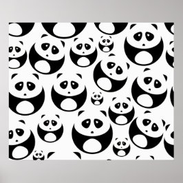 Kawaii Black and White Panda Muster Poster