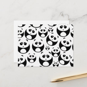 Kawaii Black and White Panda Muster Postkarte