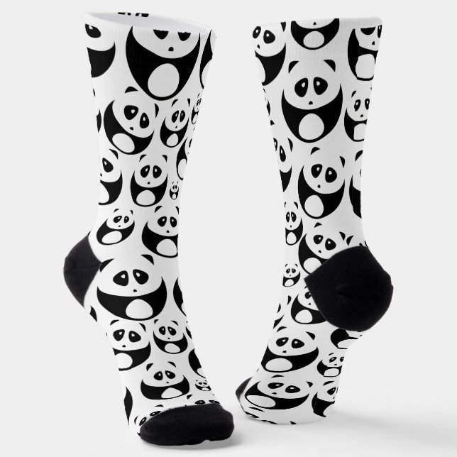 Kawaii Black and White Panda Muster Socken (Gewinkelt)