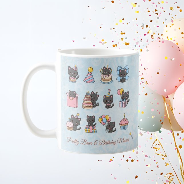 Kawaii Black Cat Birthday Mug | Birthday Meows Kaffeetasse (Kawaii Black Cat Birthday Mug | Birthday Meows)