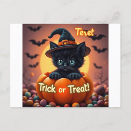 Kawaii Black Cat Halloween Postcard Feiertagspostkarte