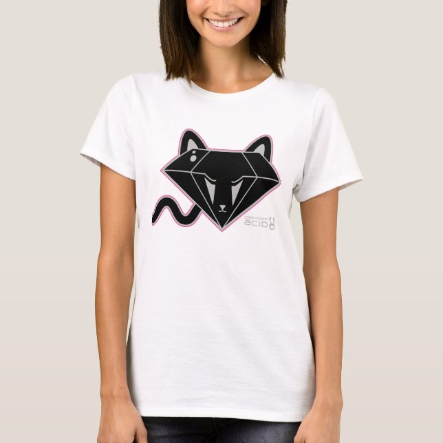 Kawaii Black Diamond Kitty Cat T - Shirt (Vorderseite)