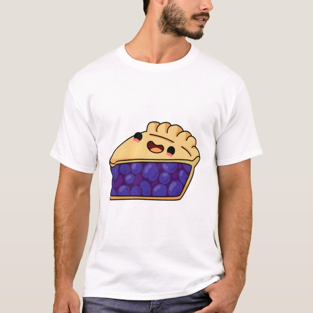 Kawaii Blaubeer-Pie T-Shirt (Vorderseite)