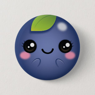 Kawaii Blaubeere Button