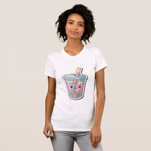 Kawaii Blaues Boba-Tee-T-Shirt   Cute lächelnde Bl T-Shirt