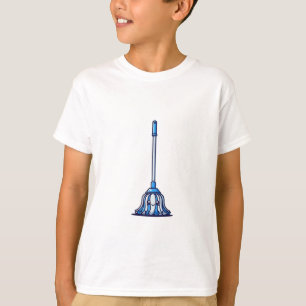 Kawaii Blaues Cartoon-Mopp Charakter Kinder T-Shirt