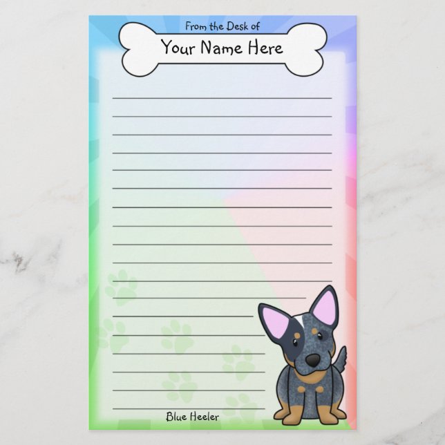 Kawaii blaues Heeler Briefpapier (Vorderseite)
