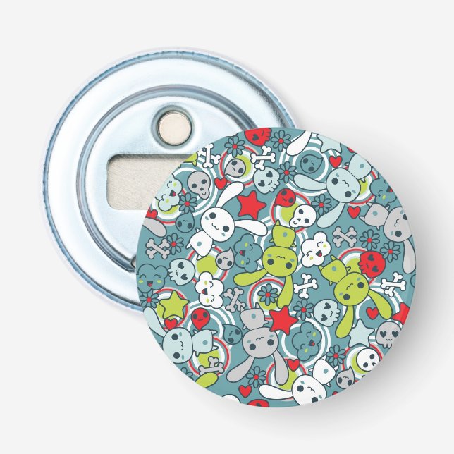 kawaii Blaumuster Flaschenöffner (Vorderseite)