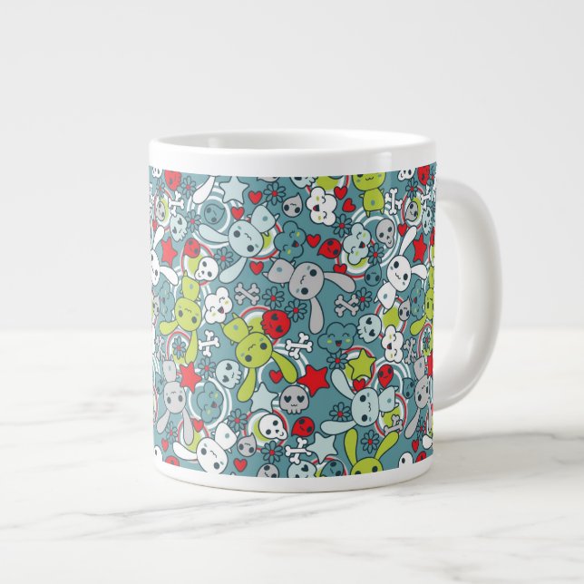 kawaii Blaumuster Jumbo-Tasse (Vorderseite Rechts)