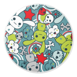 kawaii Blaumuster Keramikknauf