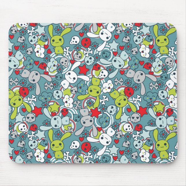 kawaii Blaumuster Mousepad (Vorne)