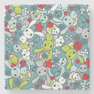 kawaii Blaumuster Steinuntersetzer