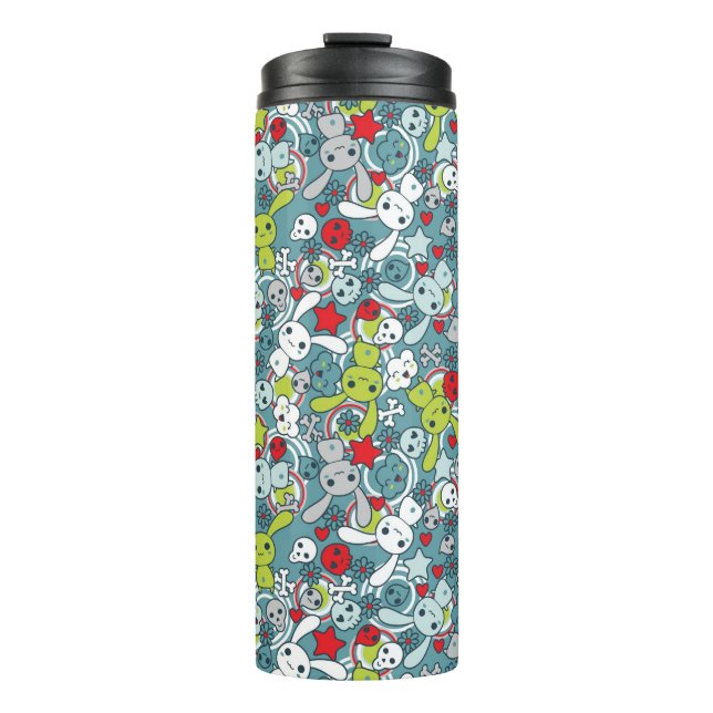 kawaii Blaumuster Thermosbecher (Vorderseite)