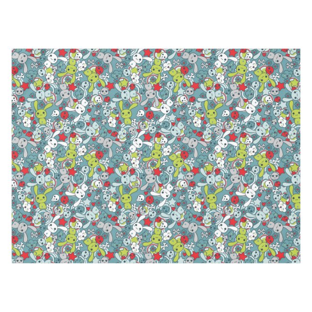 kawaii Blaumuster Tischdecke (Vorderseite (Horizontal))