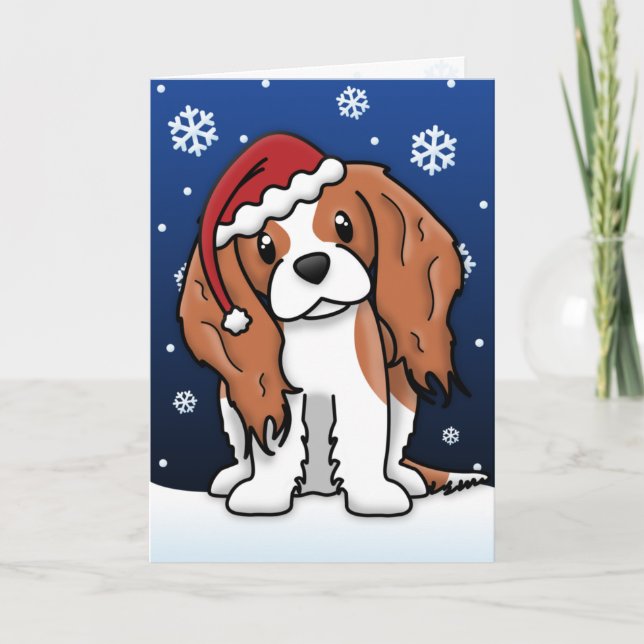 Kawaii Blenheim Cavalier Spanier Weihnachtskarte Feiertagskarte (Vorderseite)