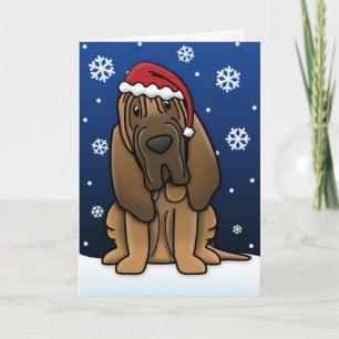 Kawaii Bloodhound Weihnachtskarte Feiertagskarte