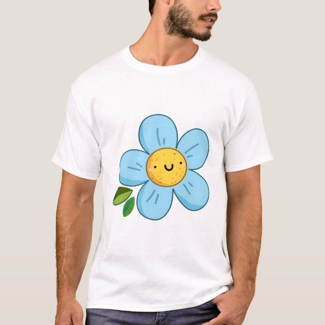Kawaii Blue Flower T-Shirt (Vorderseite)