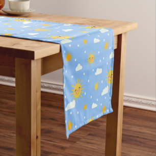 Kawaii Blue Sky Yellow Sunshine Kurzer Tischläufer