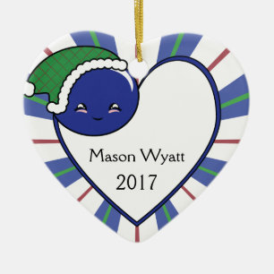 Kawaii Blueberry Basket (Boy) Weihnachten 2017 Keramik Ornament