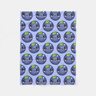 Kawaii Blueberry Fleece Blanket