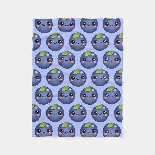 Kawaii Blueberry Fleece Blanket (Vorderseite)