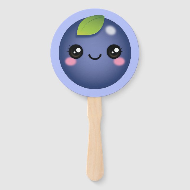 Kawaii Blueberry Hand Fan Fächer (Vorderseite)