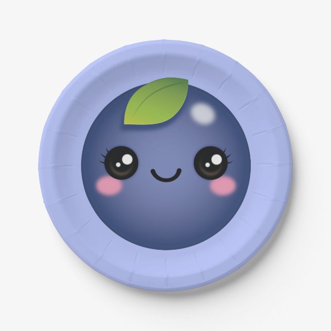 Kawaii Blueberry Paper Plate Pappteller (Vorderseite)