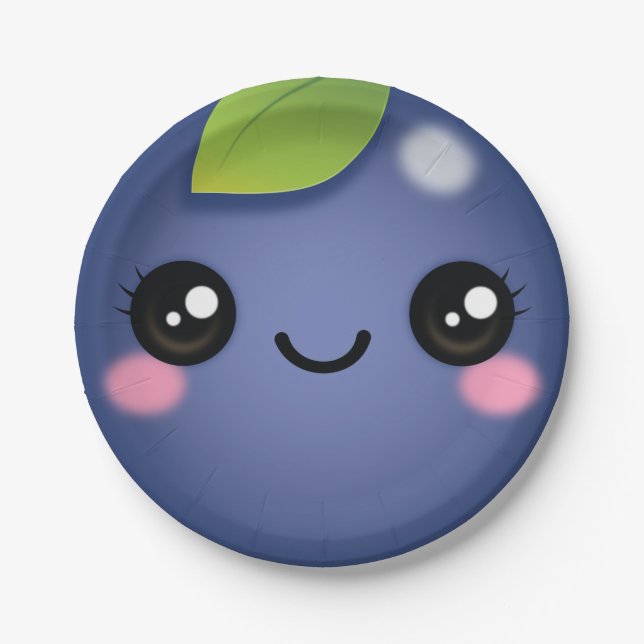 Kawaii Blueberry Paper Plate Pappteller (Vorderseite)